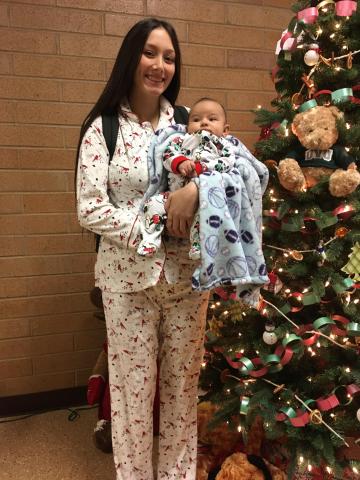 Mom and baby modelling pajamas