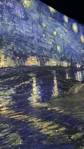 Projected image of Van Gogh's Starry Night on the Rhone