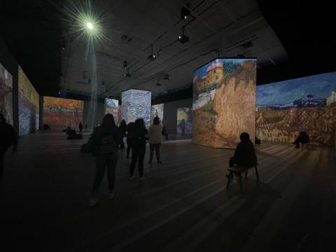 Beyond Van Gogh exhibit hall with changing projections